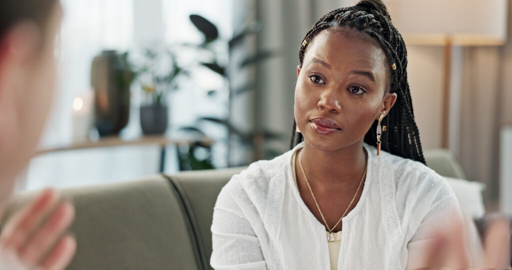Therapist providing counseling support for anxiety and stress management